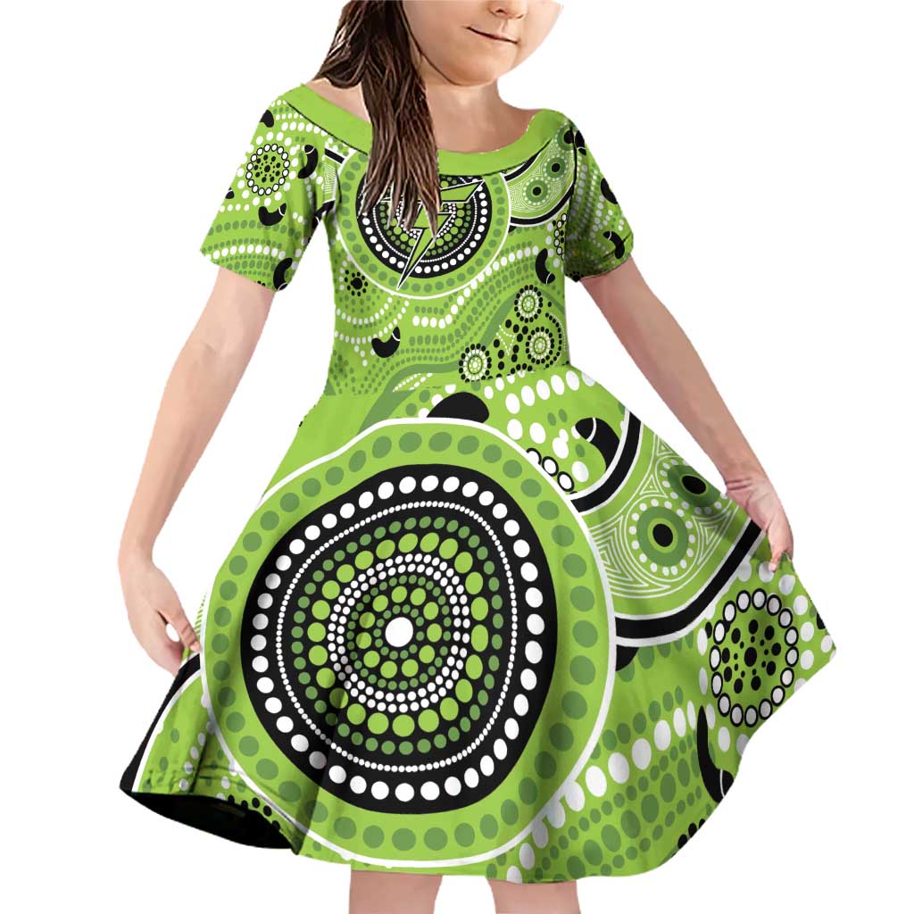 Thunder Cricket Custom Family Matching Off Shoulder Short Dress and Hawaiian Shirt Australian Aboriginal