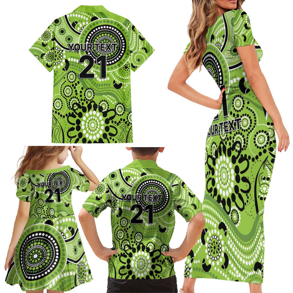 Thunder Cricket Custom Family Matching Short Sleeve Bodycon Dress and Hawaiian Shirt Australian Aboriginal