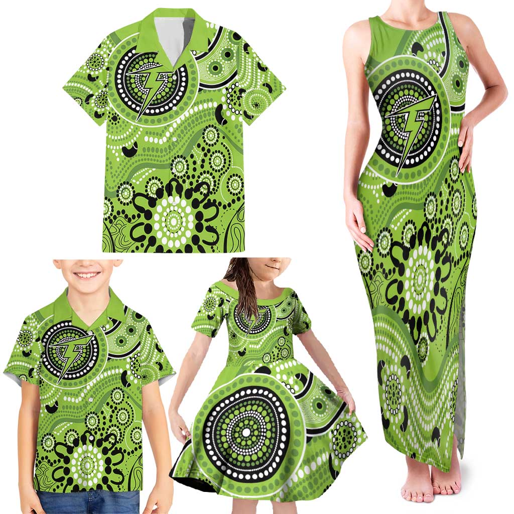 Thunder Cricket Custom Family Matching Tank Maxi Dress and Hawaiian Shirt Australian Aboriginal