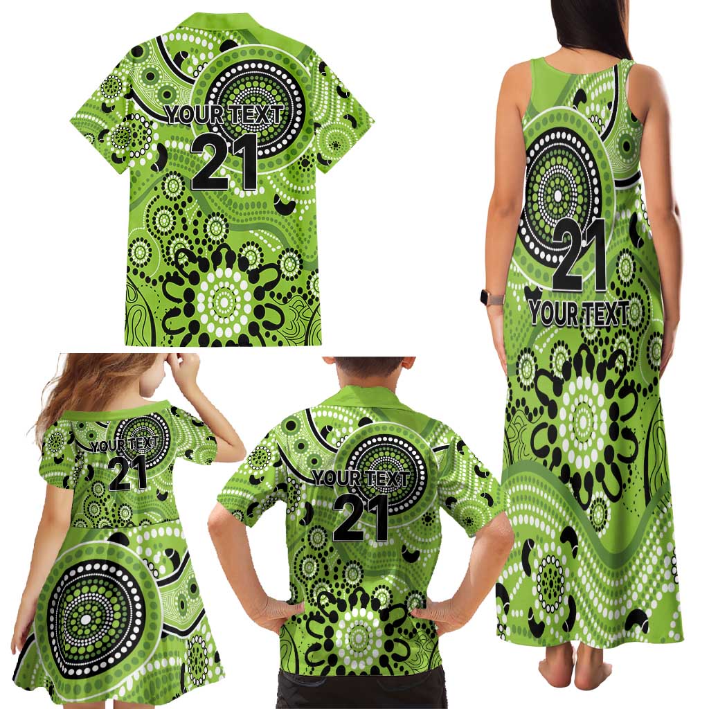 Thunder Cricket Custom Family Matching Tank Maxi Dress and Hawaiian Shirt Australian Aboriginal