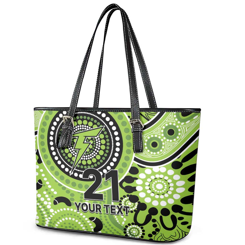 Thunder Cricket Custom Leather Tote Bag Australian Aboriginal