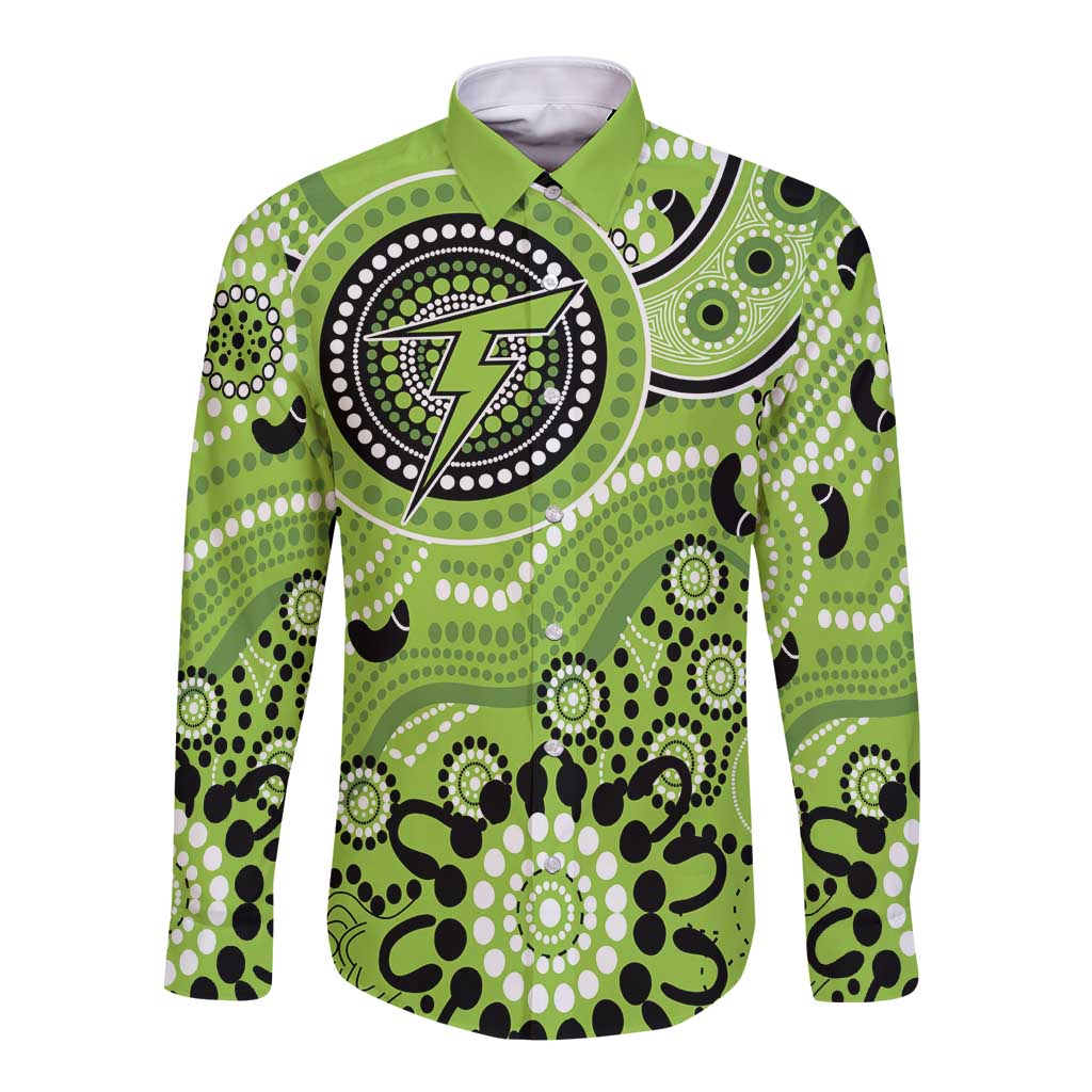 Thunder Cricket Custom Long Sleeve Button Shirt Australian Aboriginal