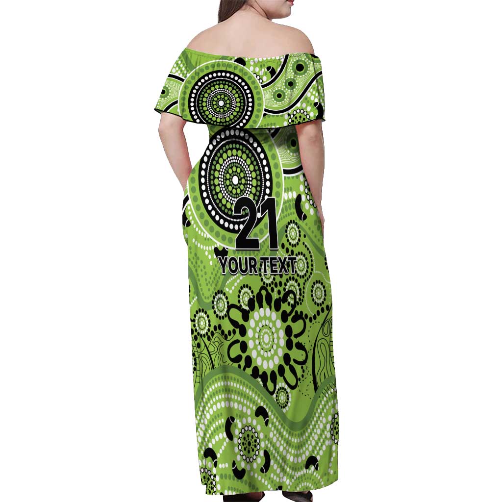 Thunder Cricket Custom Off Shoulder Maxi Dress Australian Aboriginal