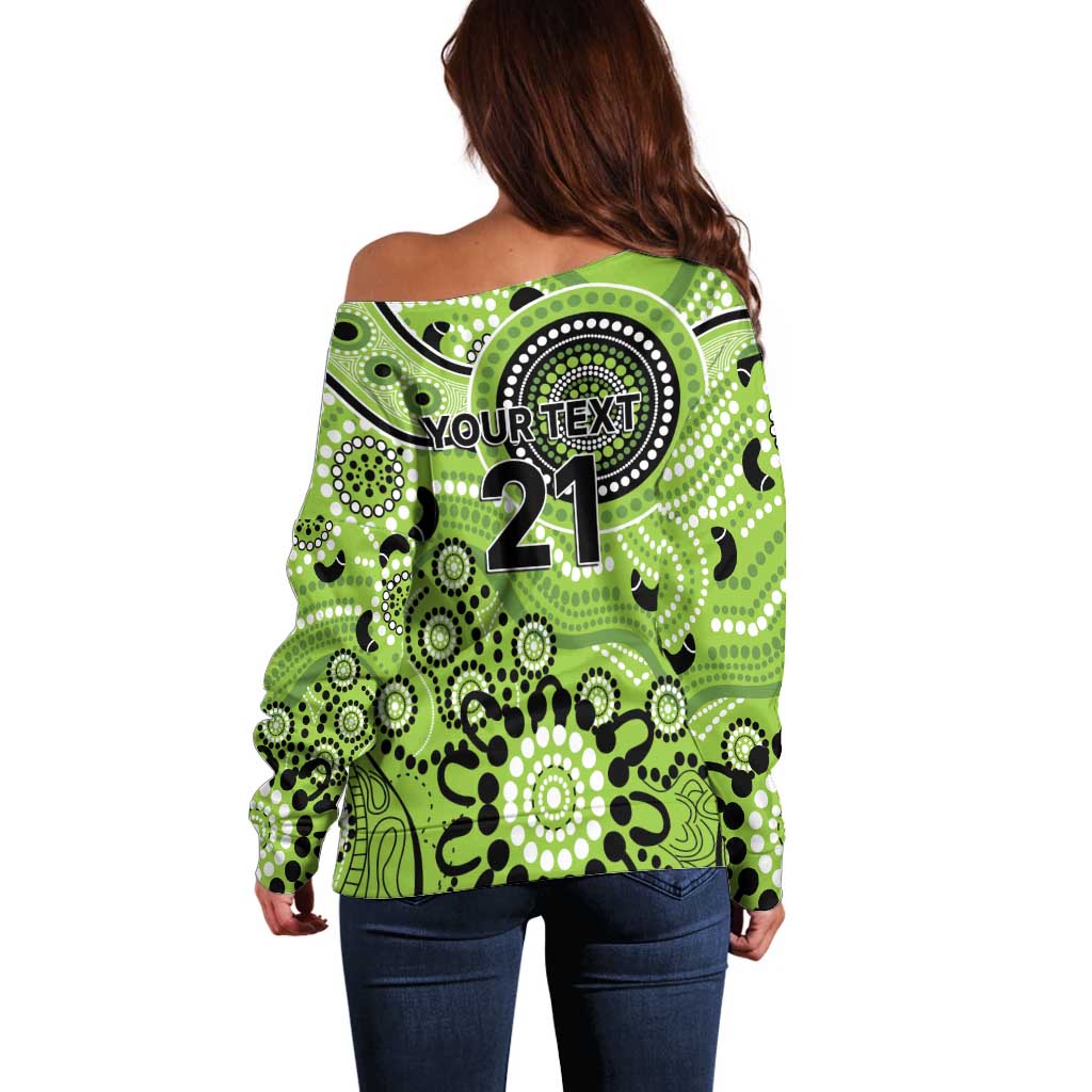 Thunder Cricket Custom Off Shoulder Sweater Australian Aboriginal