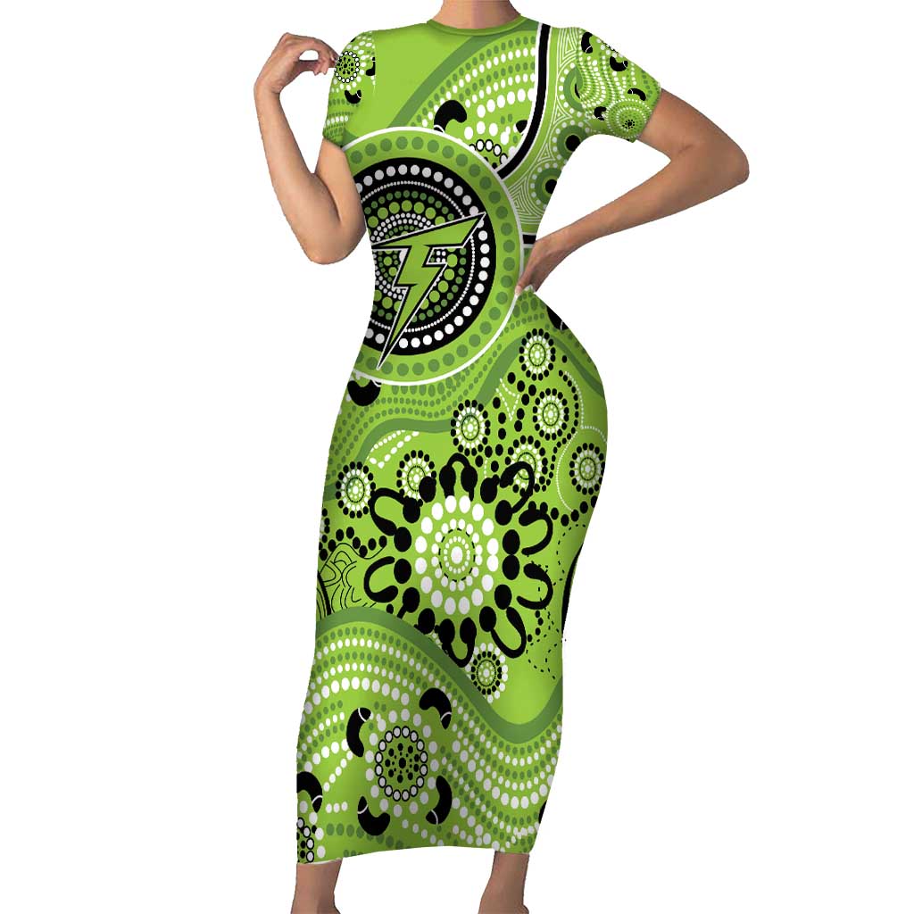 Thunder Cricket Custom Short Sleeve Bodycon Dress Australian Aboriginal