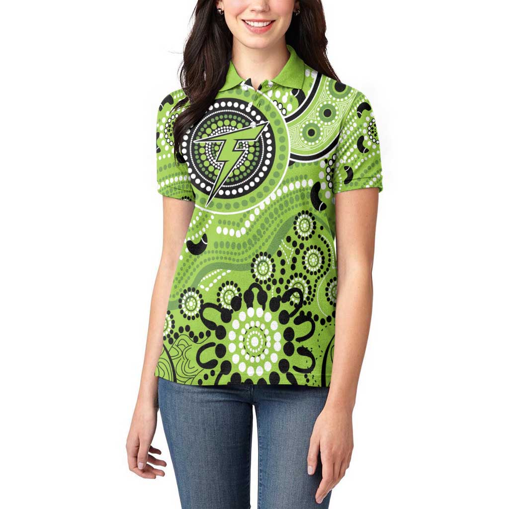 Thunder Cricket Custom Women Polo Shirt Australian Aboriginal