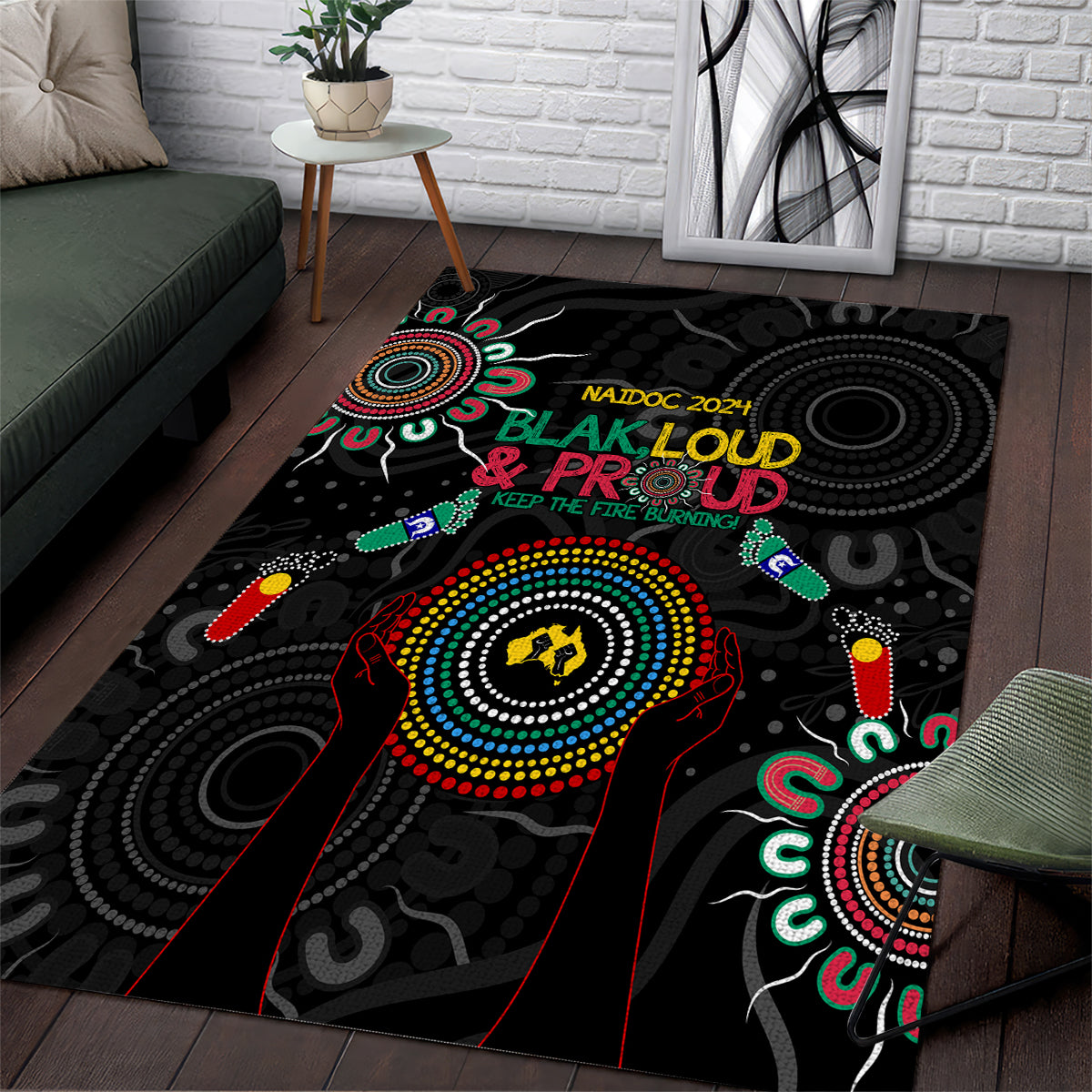 Blak Loud and Proud NAIDOC 2024 Area Rug Indigenous Aboriginal