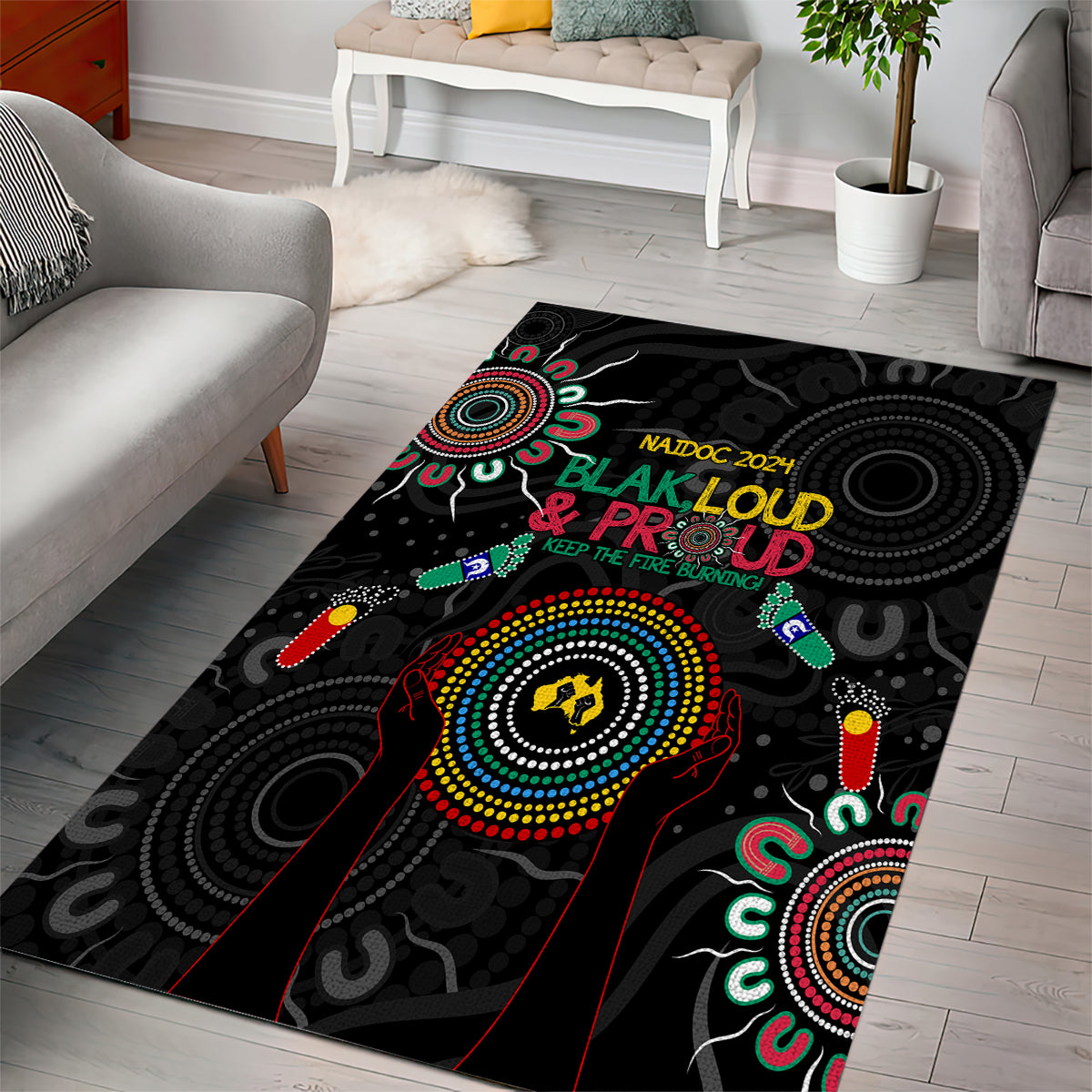 Blak Loud and Proud NAIDOC 2024 Area Rug Indigenous Aboriginal