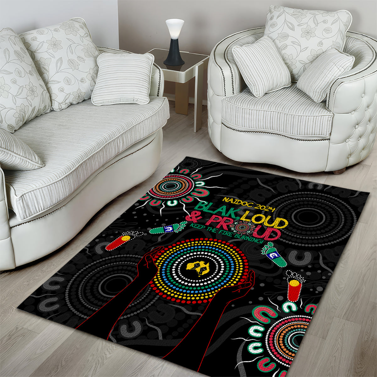 Blak Loud and Proud NAIDOC 2024 Area Rug Indigenous Aboriginal