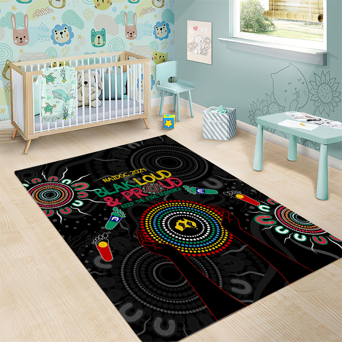 Blak Loud and Proud NAIDOC 2024 Area Rug Indigenous Aboriginal