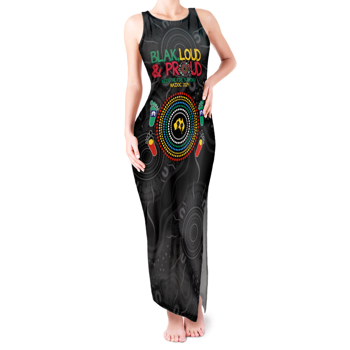 Blak Loud and Proud NAIDOC 2024 Tank Maxi Dress Indigenous Aboriginal