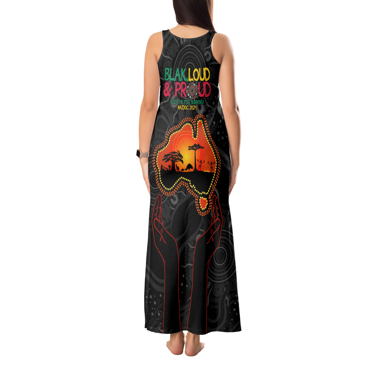 Blak Loud and Proud NAIDOC 2024 Tank Maxi Dress Indigenous Aboriginal