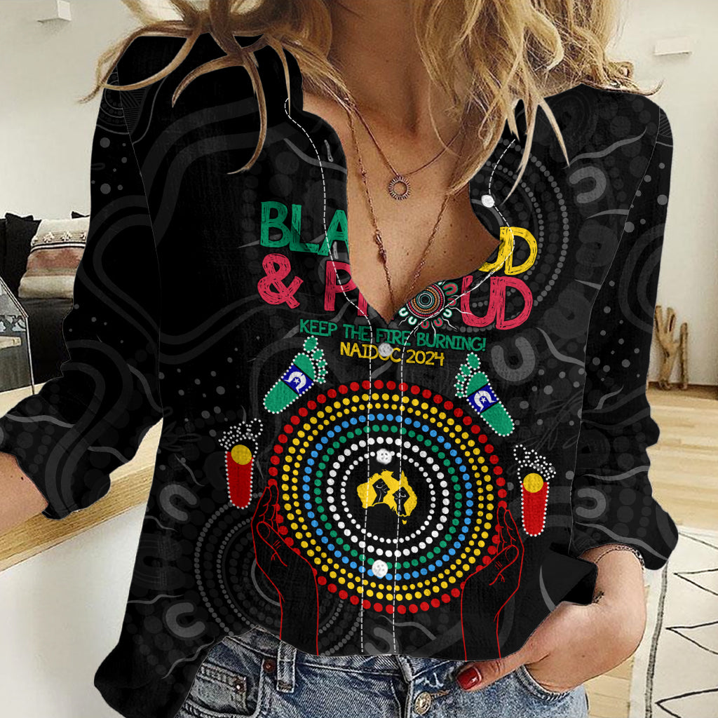 Blak Loud and Proud NAIDOC 2024 Women Casual Shirt Indigenous Aboriginal