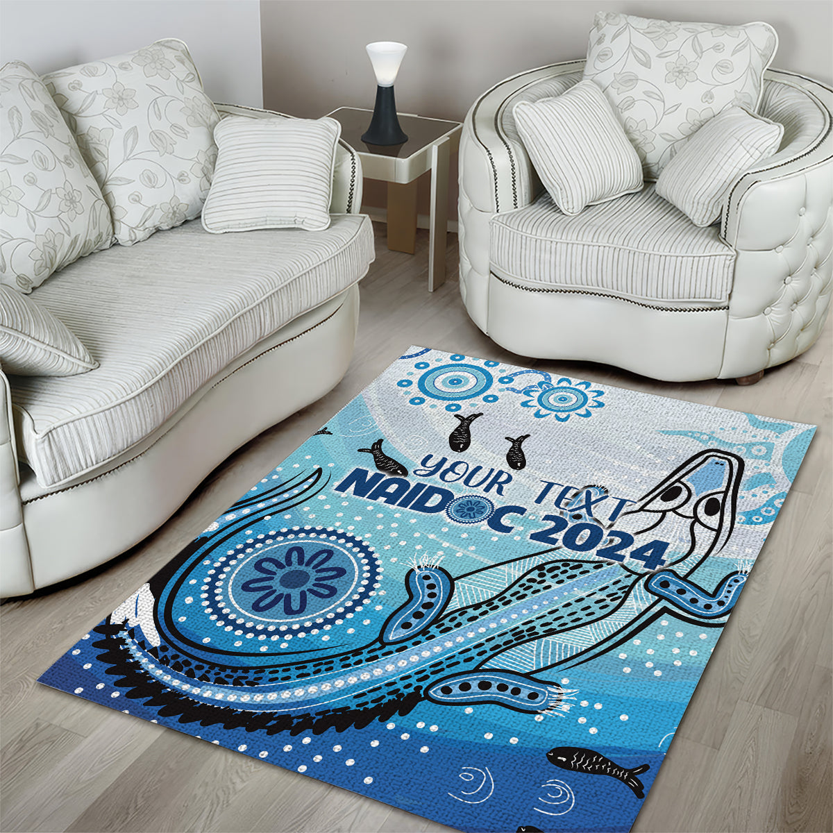 Personalised Keep the Fire Burning NAIDOC 2024 Area Rug Aboriginal Dot with Crocodile