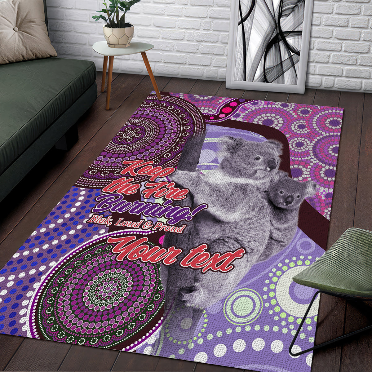 Personalised Australia Koala NAIDOC 2024 Area Rug Keep the Fire Burning