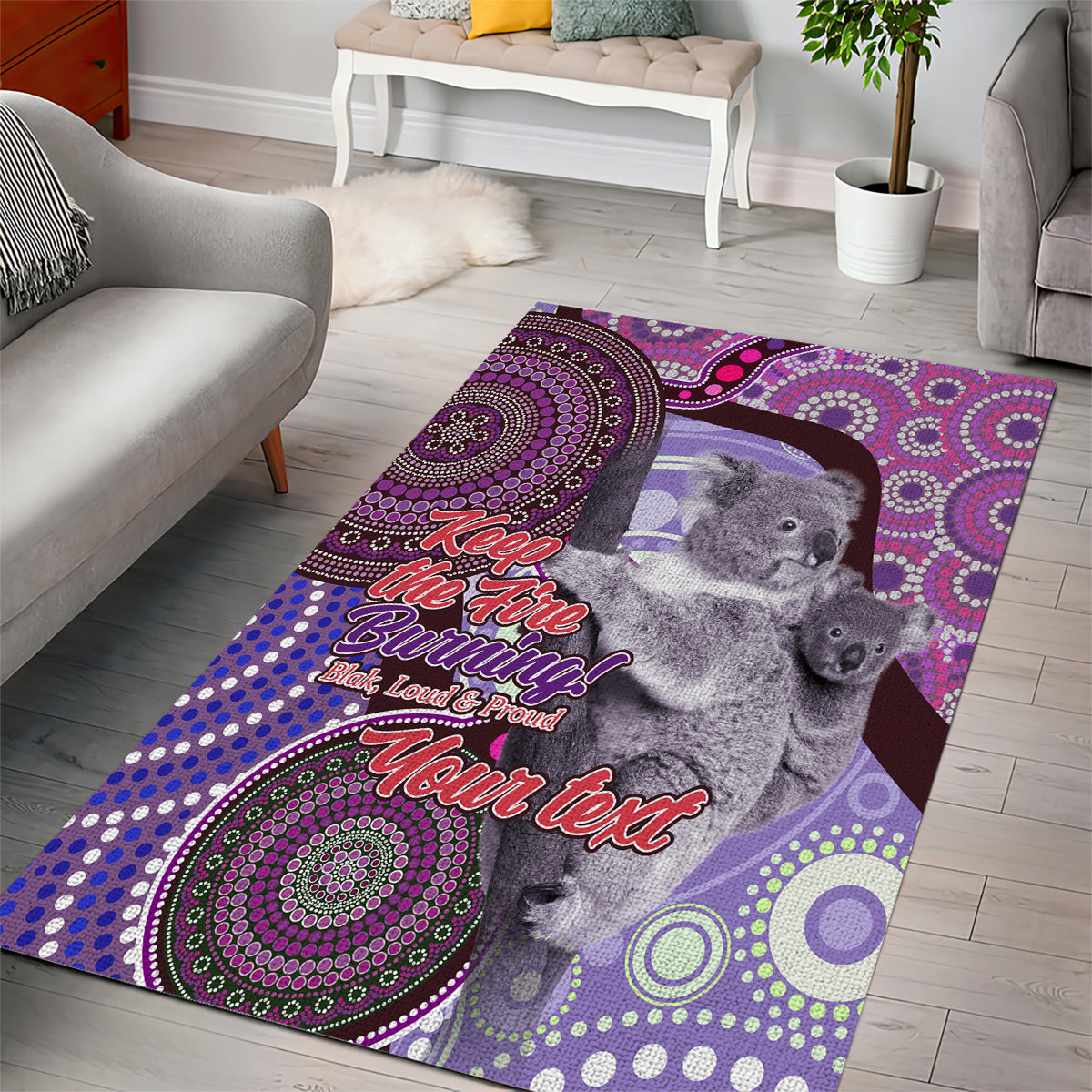 Personalised Australia Koala NAIDOC 2024 Area Rug Keep the Fire Burning