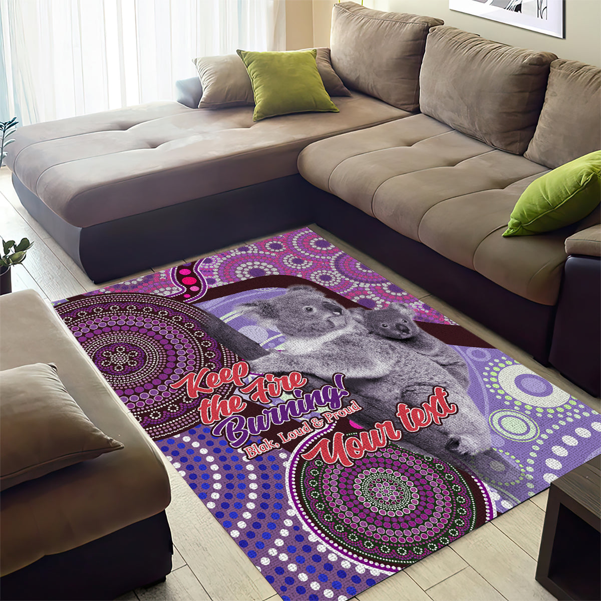 Personalised Australia Koala NAIDOC 2024 Area Rug Keep the Fire Burning