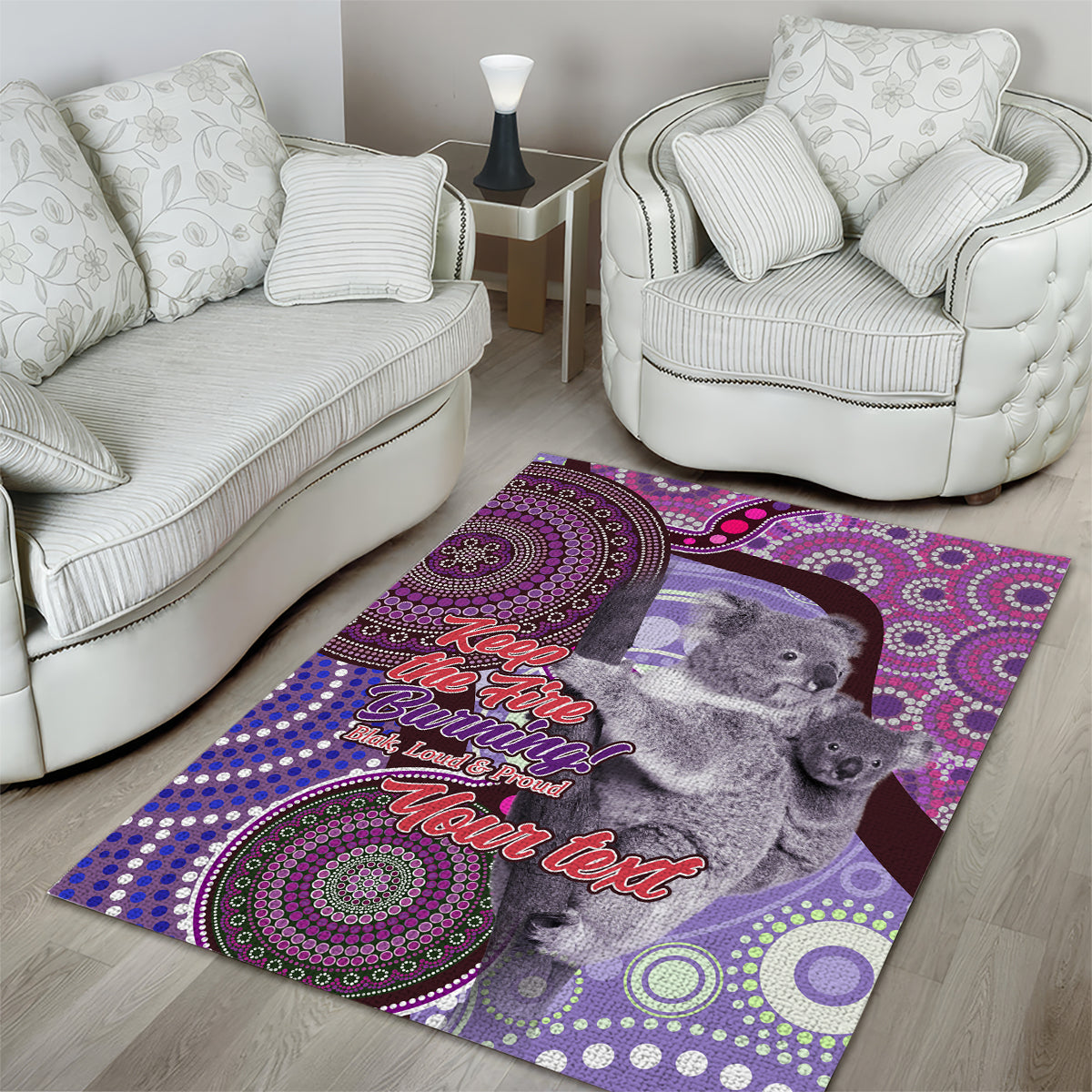 Personalised Australia Koala NAIDOC 2024 Area Rug Keep the Fire Burning