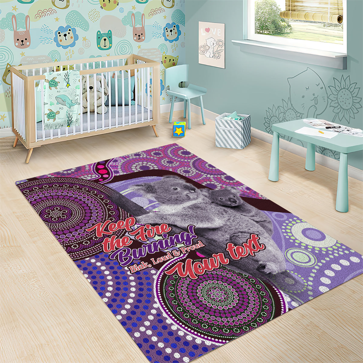 Personalised Australia Koala NAIDOC 2024 Area Rug Keep the Fire Burning