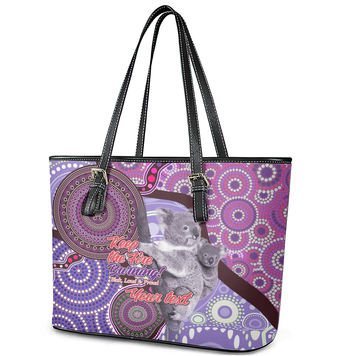 Personalised Australia Koala NAIDOC 2024 Leather Tote Bag Keep the Fire Burning