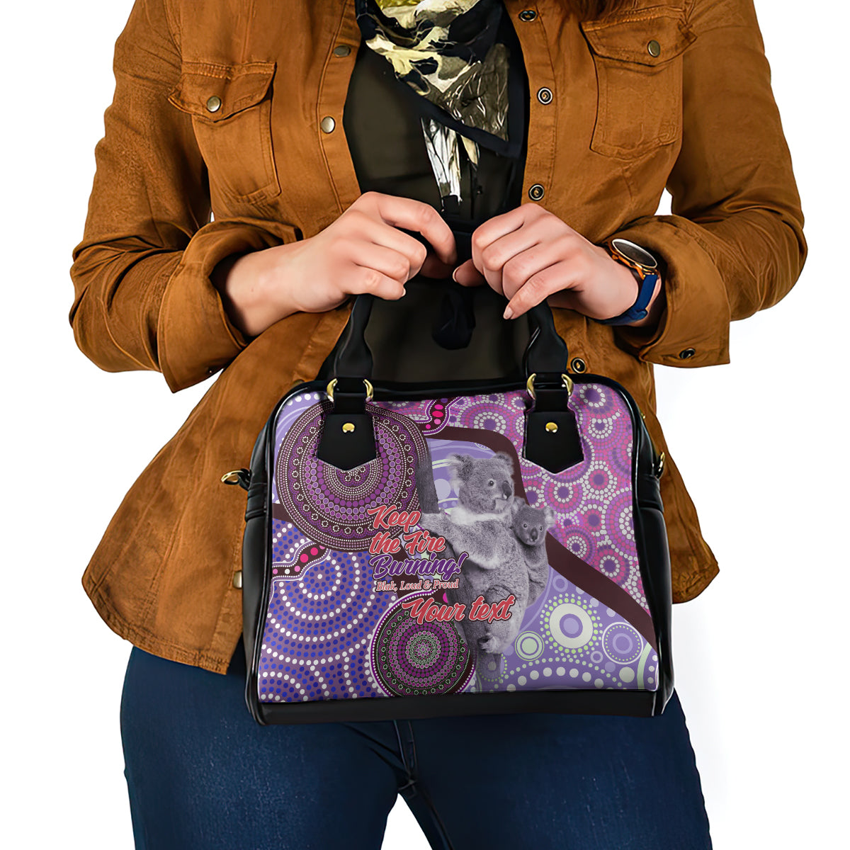 Personalised Australia Koala NAIDOC 2024 Shoulder Handbag Keep the Fire Burning