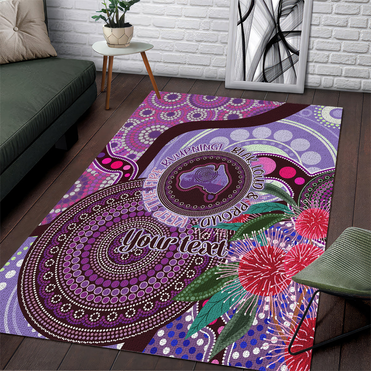 Personalised Australia NAIDOC 2024 Area Rug Keep the Fire Burning Hakea Flowers