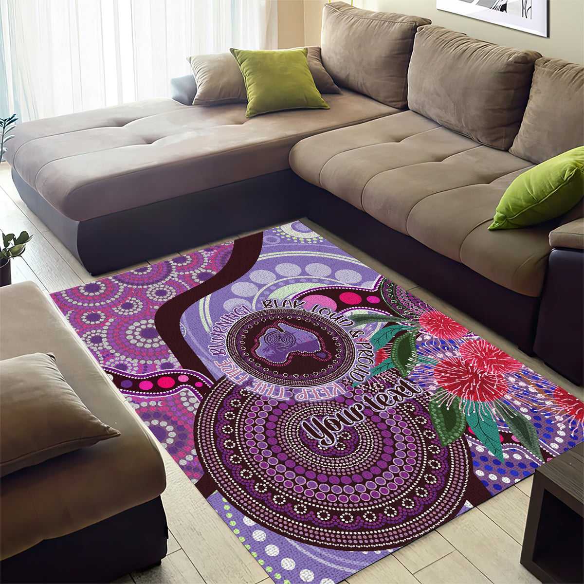 Personalised Australia NAIDOC 2024 Area Rug Keep the Fire Burning Hakea Flowers