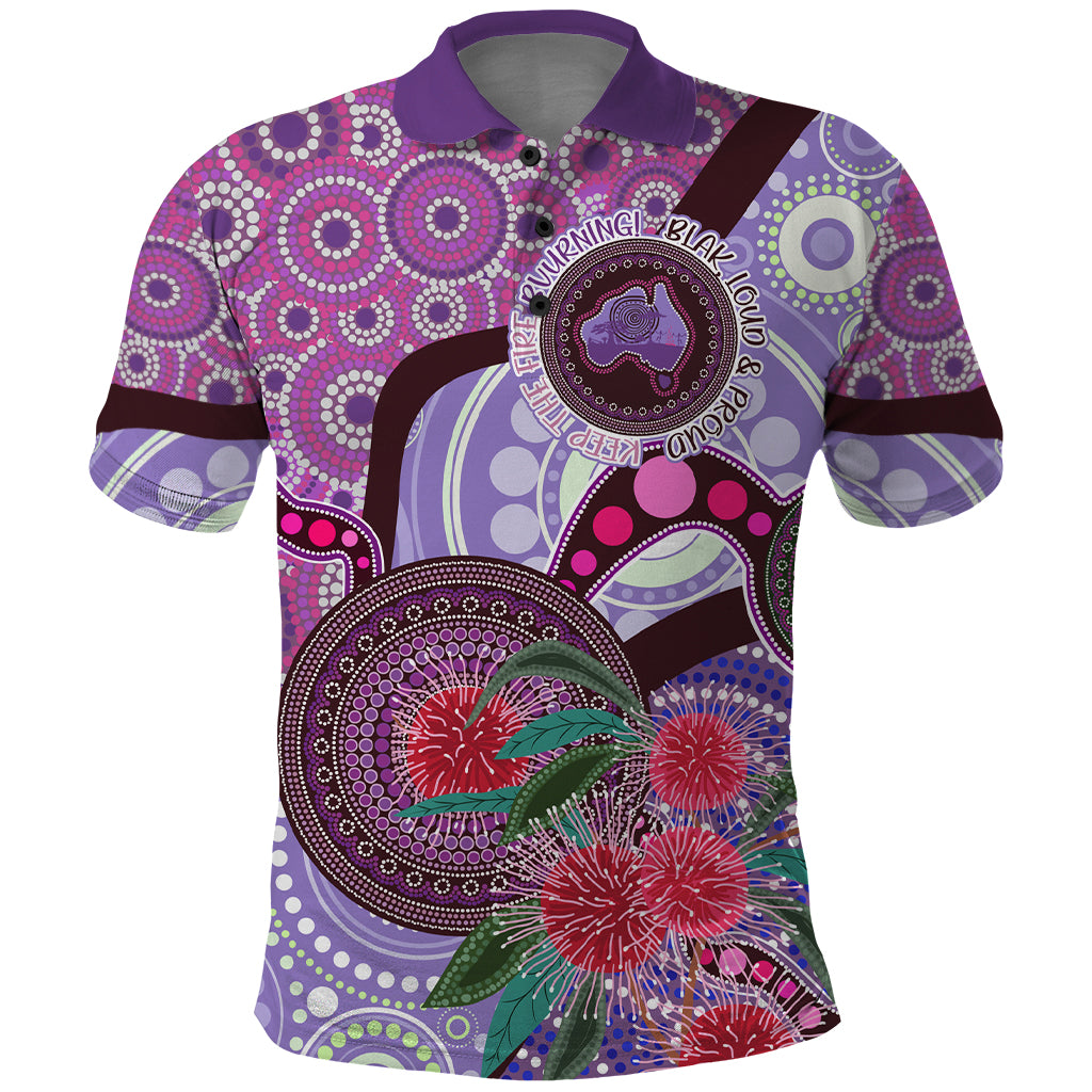 Personalised Australia NAIDOC 2024 Polo Shirt Keep the Fire Burning Hakea Flowers