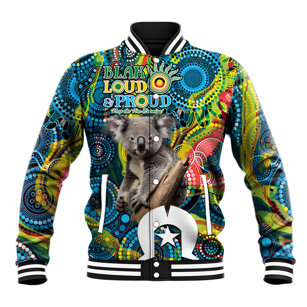 Personalised Vivid Minimal Koala Baseball Jacket NAIDOC 2024 Aboriginal Art Style No2