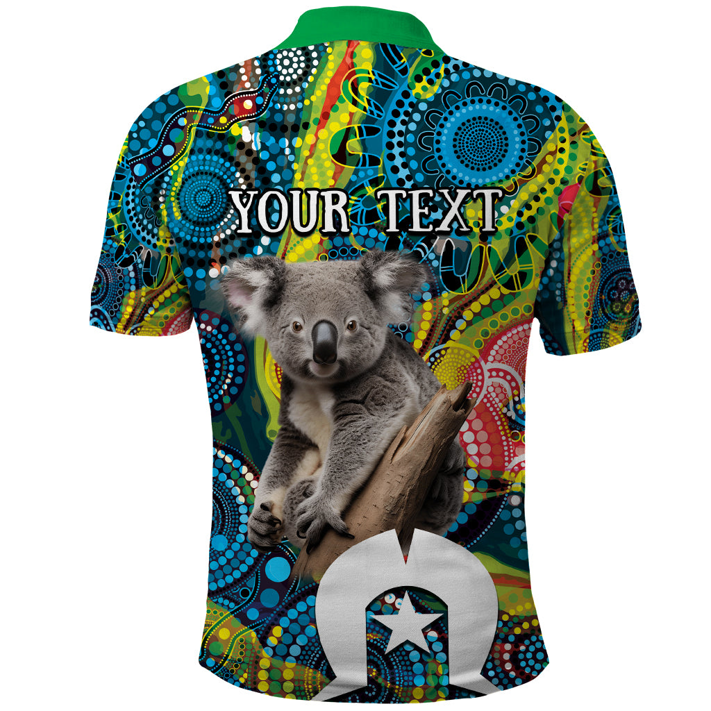 Personalised Vivid Minimal Koala Polo Shirt NAIDOC 2024 Aboriginal Art Style No2