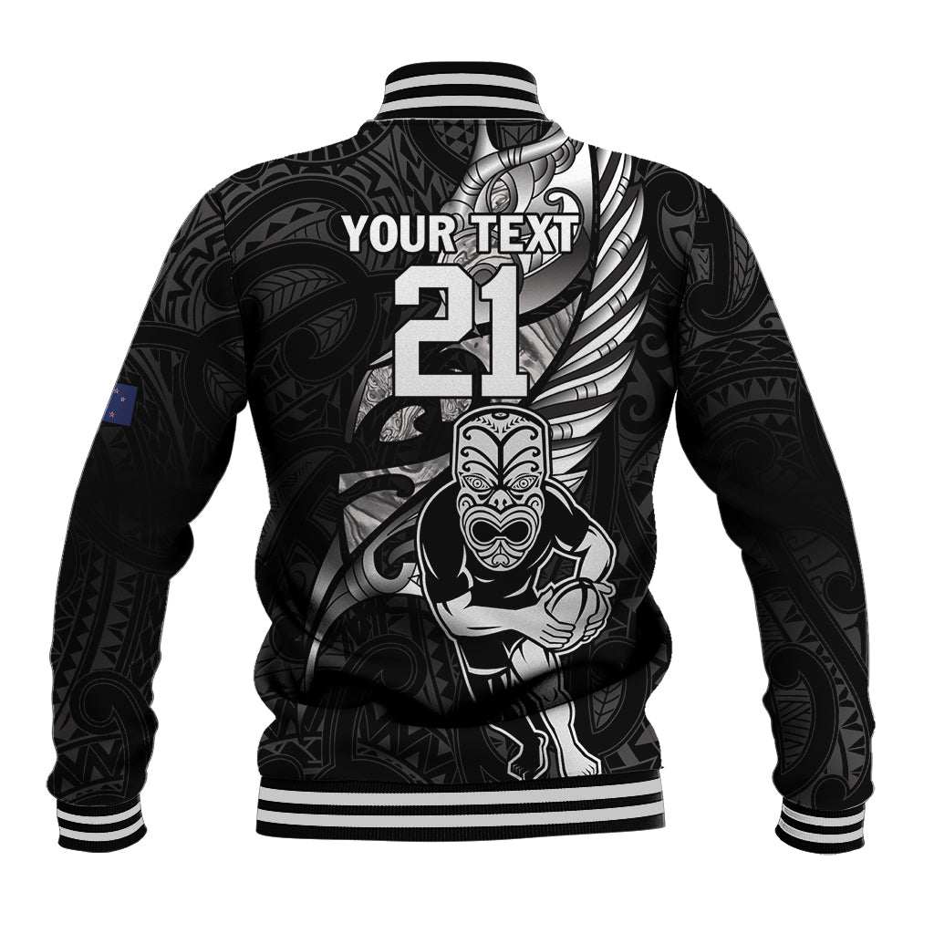 Custom New Zealand Maori Rugby Baseball Jacket Rarauhe Pango Silver Fern Manaia