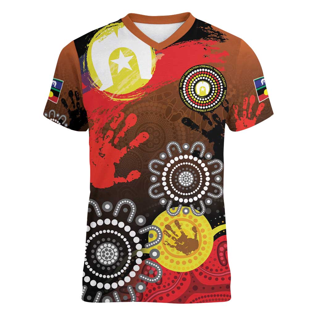 NAIDOC 2025 The Next Generation Women V-Neck T-Shirt Aboriginal-Islanders Inspired Story