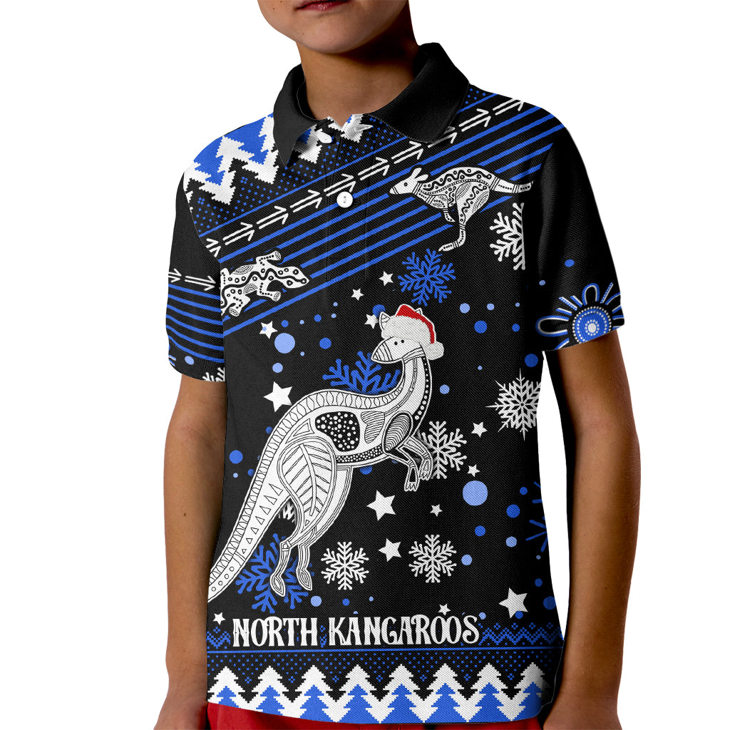 custom-north-kangaroos-football-kid-polo-shirt-roos-christmas-vibe-2023