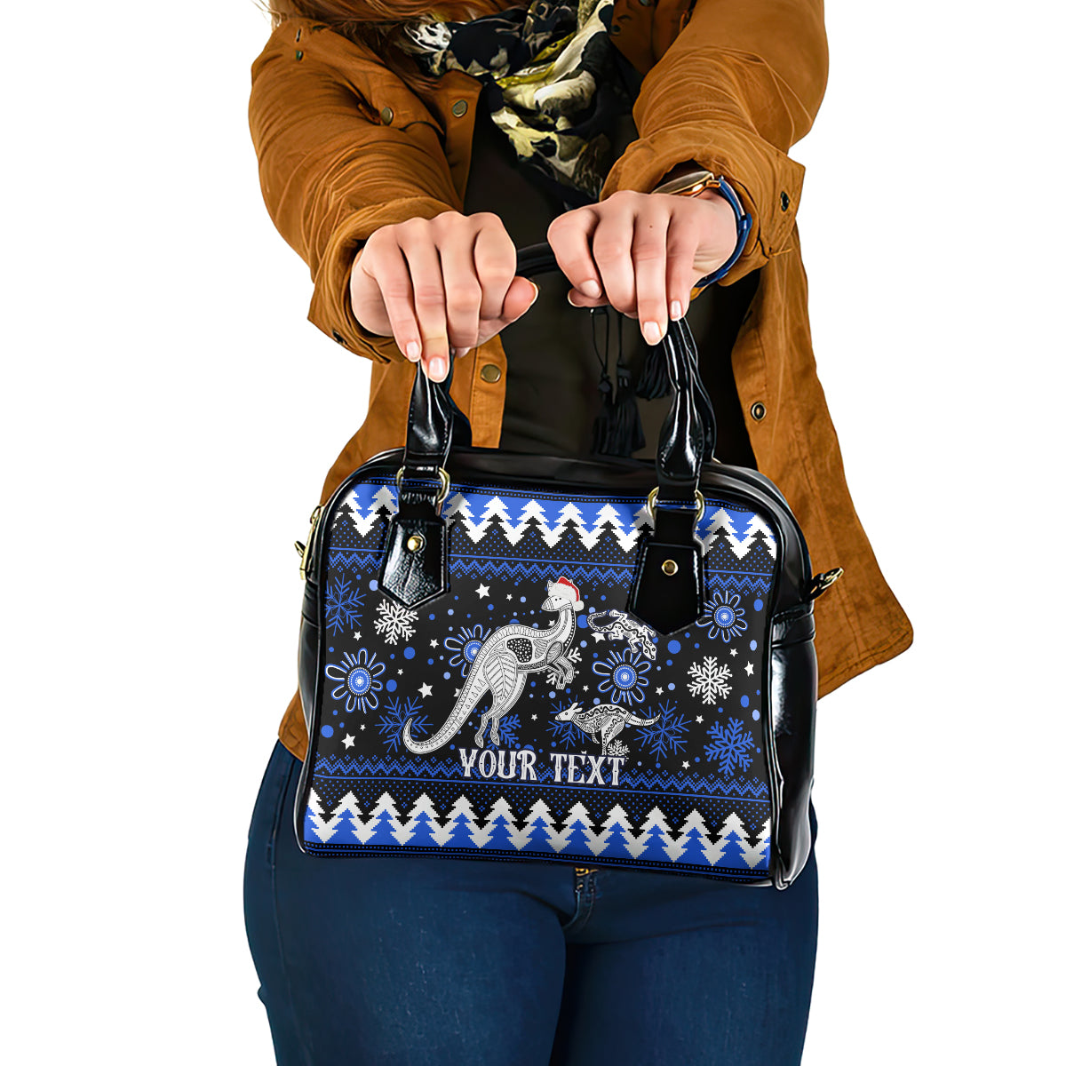 custom-north-kangaroos-football-shoulder-handbag-roos-christmas-vibe-2023