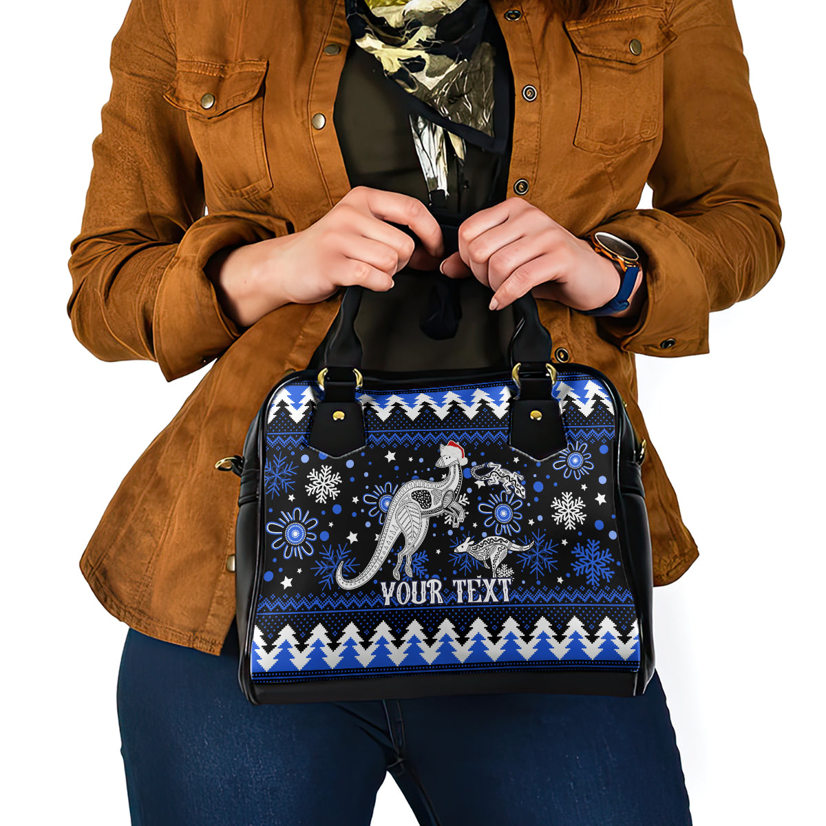 custom-north-kangaroos-football-shoulder-handbag-roos-christmas-vibe-2023