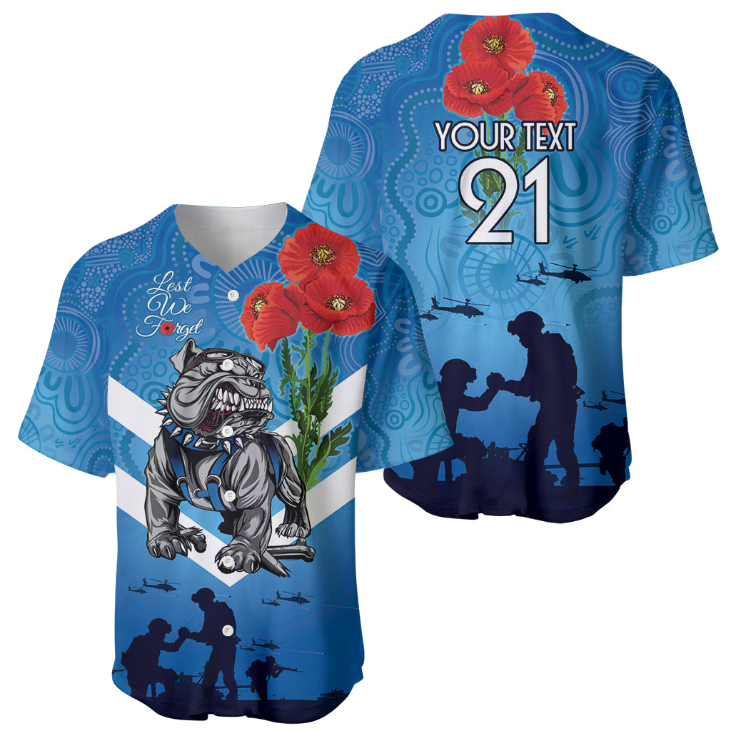 Custom Bulldogs Rugby ANZAC Baseball Jersey The Military Soldiers with Aboriginal Style