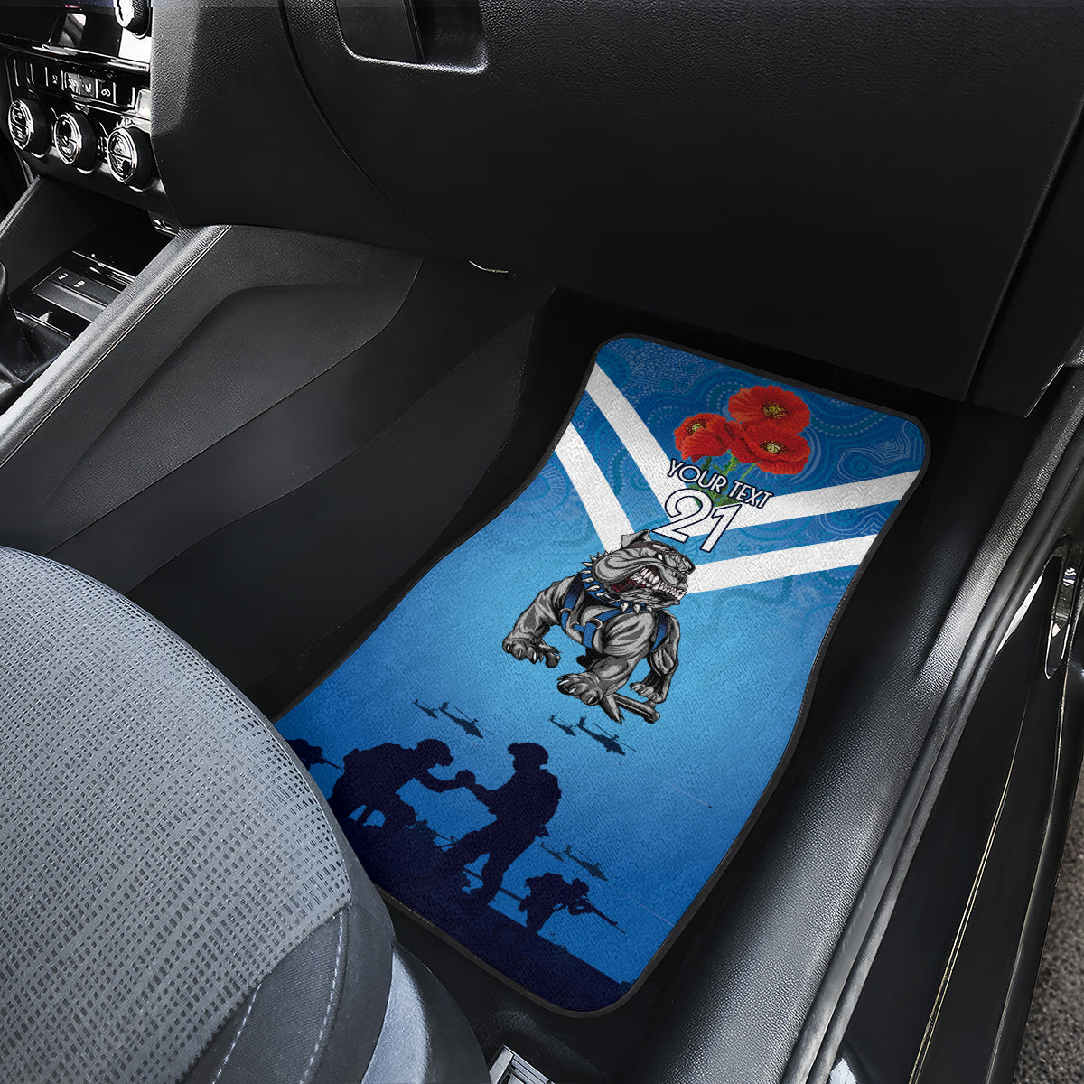 Custom Bulldogs Rugby ANZAC Car Mats The Military Soldiers with Aboriginal Style