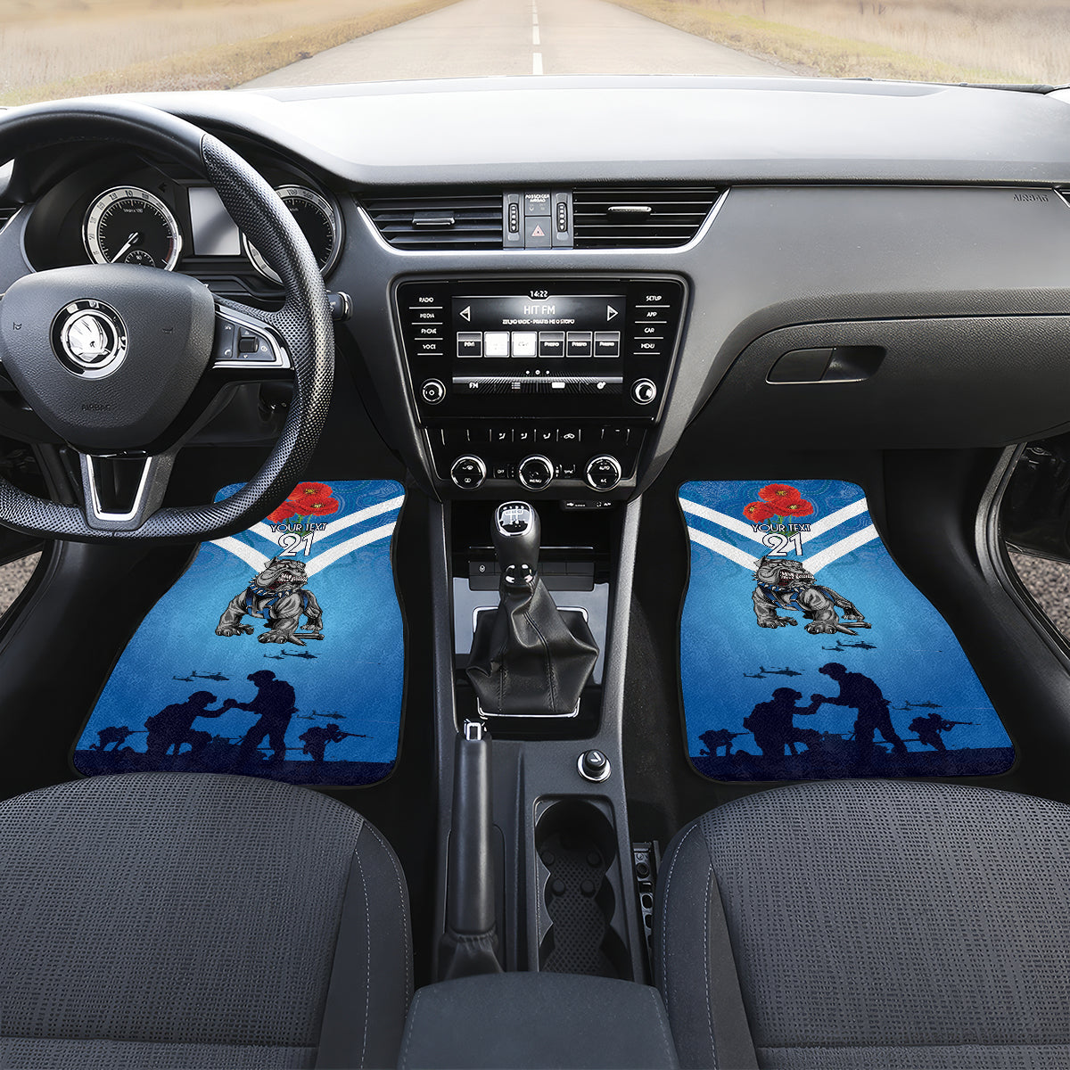 Custom Bulldogs Rugby ANZAC Car Mats The Military Soldiers with Aboriginal Style