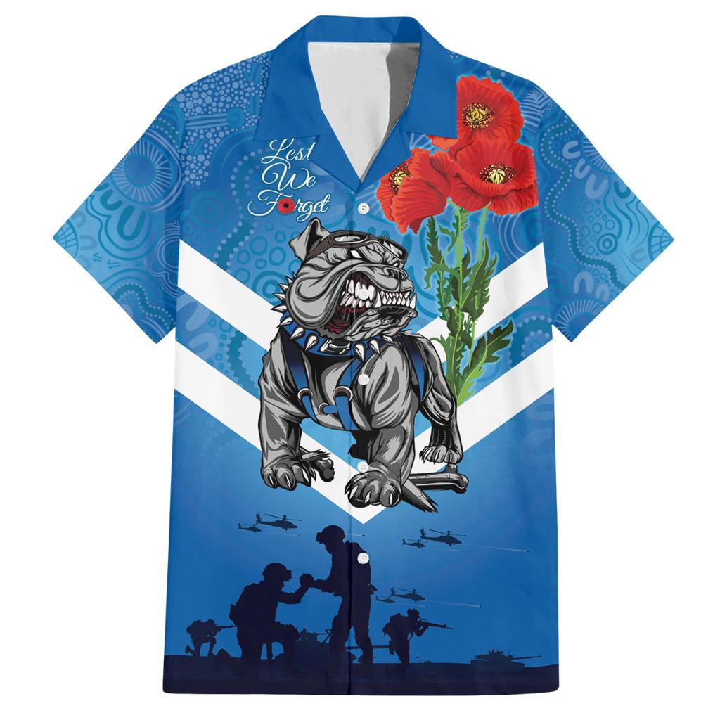 Custom Bulldogs Rugby ANZAC Family Matching Long Sleeve Bodycon Dress and Hawaiian Shirt The Military Soldiers with Aboriginal Style