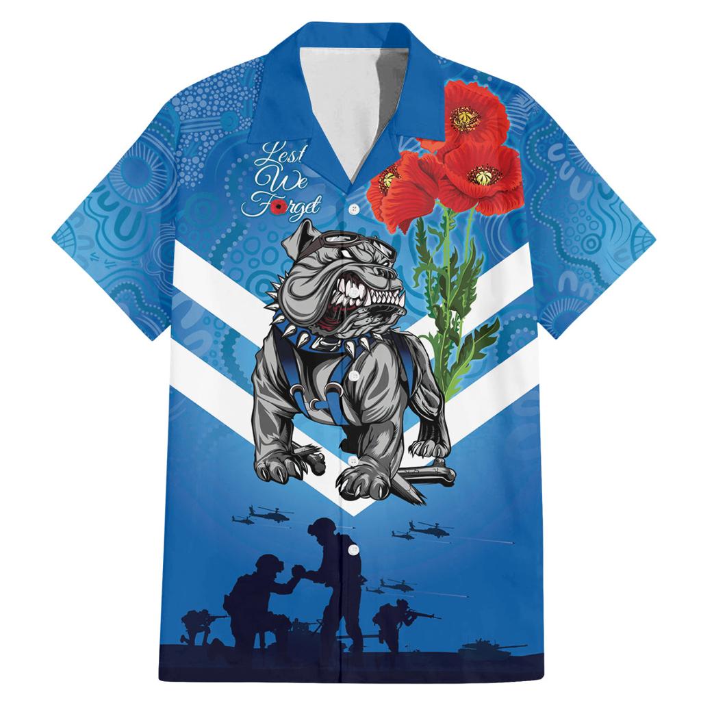 Custom Bulldogs Rugby ANZAC Family Matching Mermaid Dress and Hawaiian Shirt The Military Soldiers with Aboriginal Style