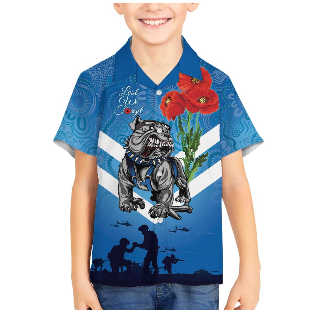 Custom Bulldogs Rugby ANZAC Family Matching Mermaid Dress and Hawaiian Shirt The Military Soldiers with Aboriginal Style