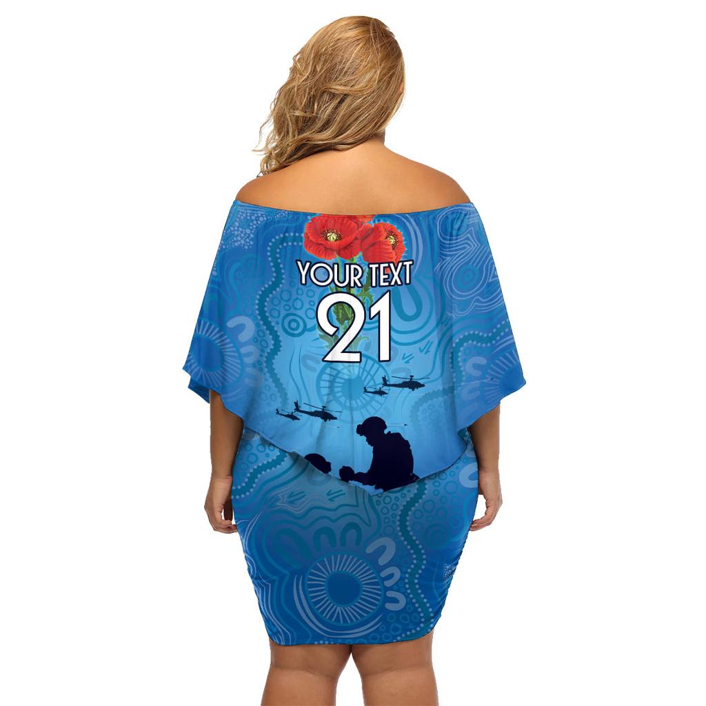 Custom Bulldogs Rugby ANZAC Family Matching Off Shoulder Short Dress and Hawaiian Shirt The Military Soldiers with Aboriginal Style