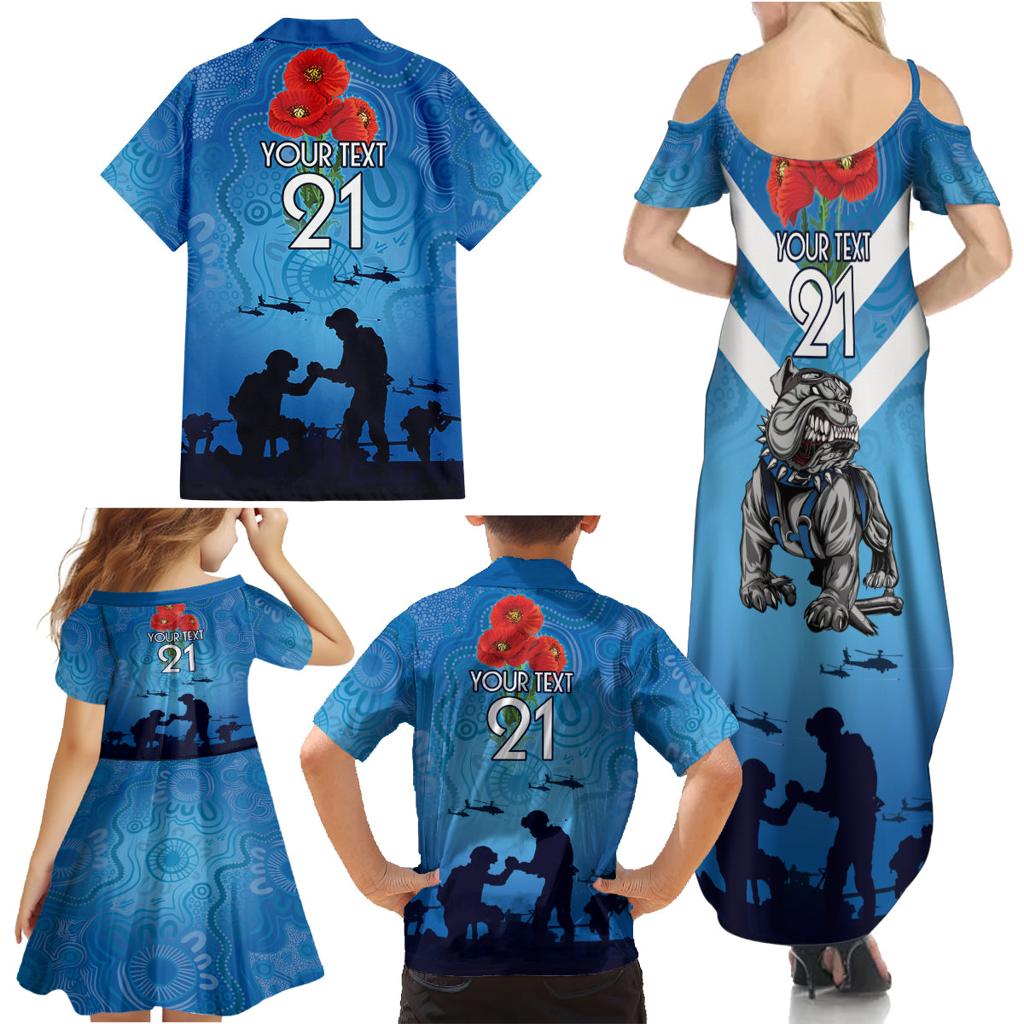 Custom Bulldogs Rugby ANZAC Family Matching Summer Maxi Dress and Hawaiian Shirt The Military Soldiers with Aboriginal Style