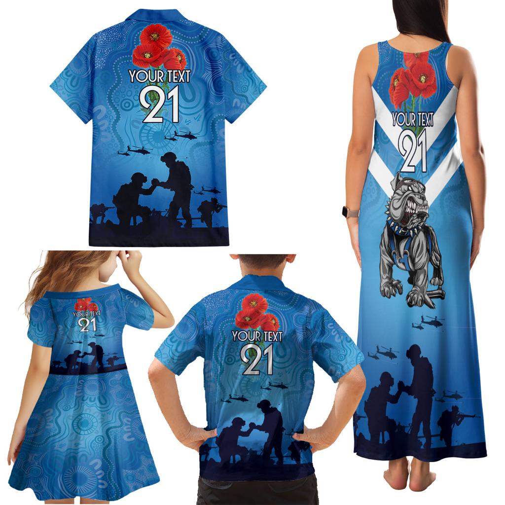 Custom Bulldogs Rugby ANZAC Family Matching Tank Maxi Dress and Hawaiian Shirt The Military Soldiers with Aboriginal Style