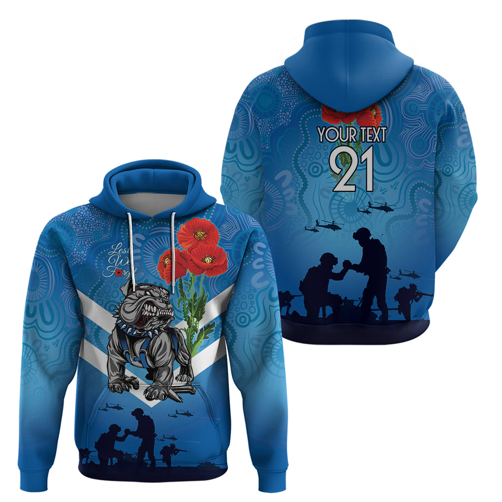 Custom Bulldogs Rugby ANZAC Hoodie The Military Soldiers with Aboriginal Style