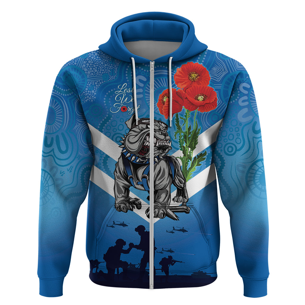 Custom Bulldogs Rugby ANZAC Hoodie The Military Soldiers with Aboriginal Style