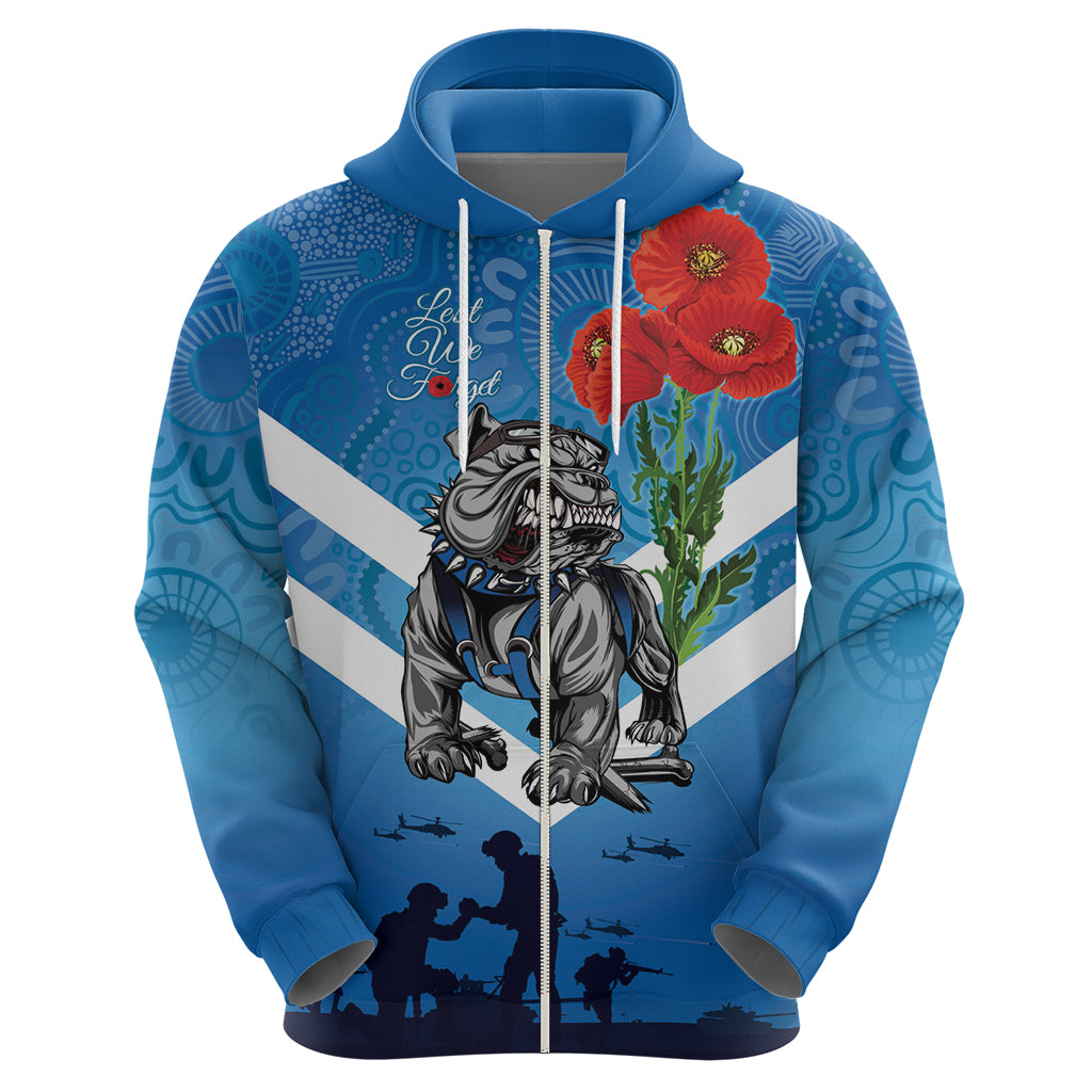 Custom Bulldogs Rugby ANZAC Hoodie The Military Soldiers with Aboriginal Style