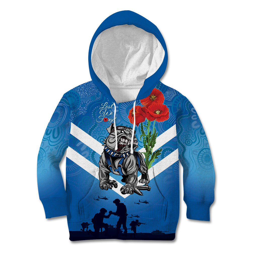 Custom Bulldogs Rugby ANZAC Kid Hoodie The Military Soldiers with Aboriginal Style