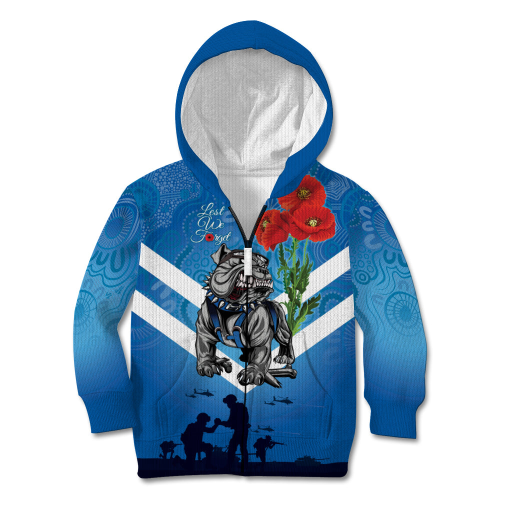 Custom Bulldogs Rugby ANZAC Kid Hoodie The Military Soldiers with Aboriginal Style