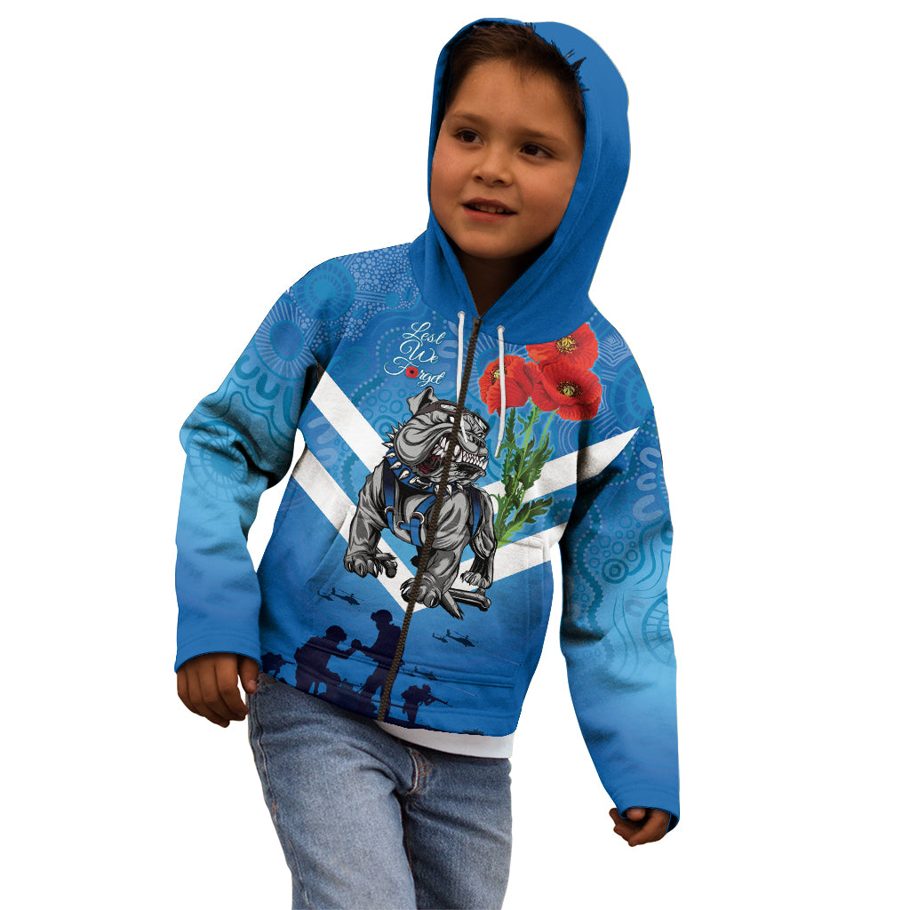 Custom Bulldogs Rugby ANZAC Kid Hoodie The Military Soldiers with Aboriginal Style